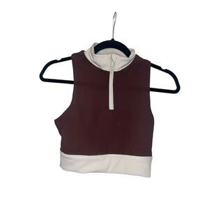 WILO THE LABEL WOMENS BROWN/PURPLE CROP TOP ATHLETIC QUARTER ZIP SIZE MEDIUM